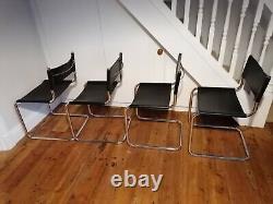 Set of 4 Vintage Habitat Chrome and Leather Cantilever Chairs Marcel Breuer