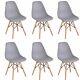 Set Of 6 Dining Chairs Retro Wooden Legs Office Kitchen Lounge Chair Grey