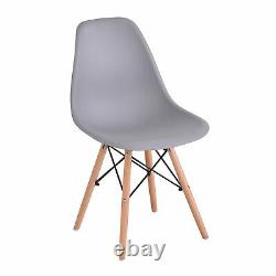 Set of 6 Dining Chairs Retro Wooden Legs Office Kitchen Lounge Chair Grey