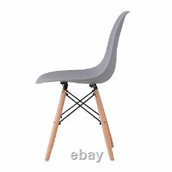 Set of 6 Dining Chairs Retro Wooden Legs Office Kitchen Lounge Chair Grey