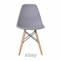 Set of 6 Dining Chairs Retro Wooden Legs Office Kitchen Lounge Chair Grey