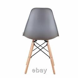 Set of 6 Dining Chairs Retro Wooden Legs Office Kitchen Lounge Chair Grey