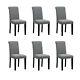 Set Of 6 Dining Room Gray Dining Chairs High Back Fabric Upholstered With Rivets