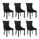 Set Of 6 Velvet Dining Chairs With High Back Wooden Legs For Dining Room Kitchen