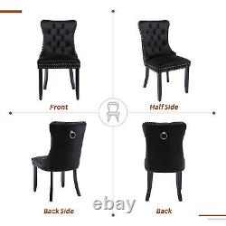 Set of 6 Velvet Dining Chairs with High Back Wooden Legs for Dining Room Kitchen