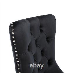 Set of 6 Velvet Dining Chairs with High Back Wooden Legs for Dining Room Kitchen