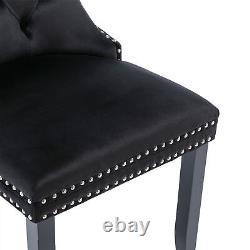 Set of 6 Velvet Dining Chairs with High Back Wooden Legs for Dining Room Kitchen