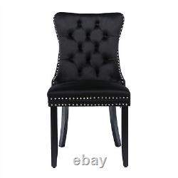 Set of 6 Velvet Dining Chairs with High Back Wooden Legs for Dining Room Kitchen