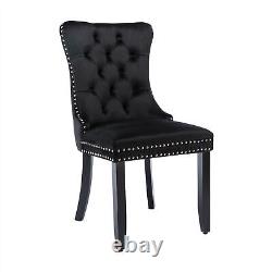 Set of 6 Velvet Dining Chairs with High Back Wooden Legs for Dining Room Kitchen