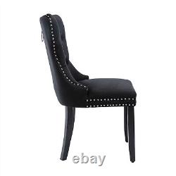Set of 6 Velvet Dining Chairs with High Back Wooden Legs for Dining Room Kitchen