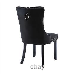 Set of 6 Velvet Dining Chairs with High Back Wooden Legs for Dining Room Kitchen