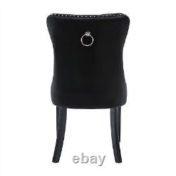 Set of 6 Velvet Dining Chairs with High Back Wooden Legs for Dining Room Kitchen