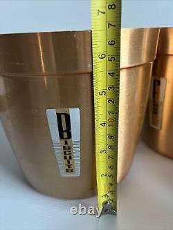 Set of 6 Vintage Anodised Aluminum 1950s 1960s Kitchen Cannisters Retro Copper