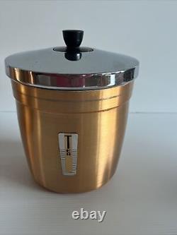 Set of 6 Vintage Anodised Aluminum 1950s 1960s Kitchen Cannisters Retro Copper