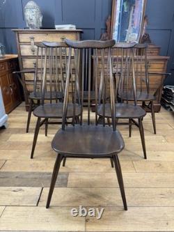 Set of 6 Vintage Ercol Goldsmith Dining Chairs / Retro kitchen Chairs Elm Beech