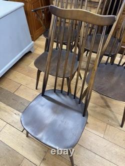 Set of 6 Vintage Ercol Goldsmith Dining Chairs / Retro kitchen Chairs Elm Beech