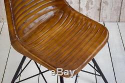 Set of 6 Vintage Style Leather Retro Industrial Cafe Bar Kitchen Dining Chairs