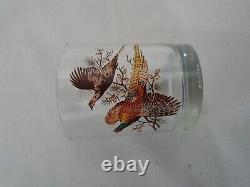 Set of 6 vintage The Dusseau Collection pheasant double old fashion glasses