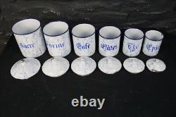 Set of Six Vintage French Graduated Enamel Kitchen Storage Food Canisters
