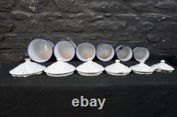 Set of Six Vintage French Graduated Enamel Kitchen Storage Food Canisters