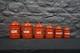Set Of Six Vintage French Graduated Terracotta Enamel Kitchen Storage Canisters