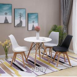 Set of Wooden Design Dining Chairs Tulip Chair Retro Plastic Lounge Kitchen