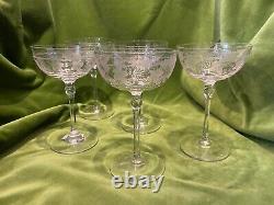 Set of five vintage champagne coupes/saucers/glasses
