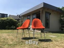 Set of four Lurashell dinning chairs with vibrate orange covers 60's 70's MCM