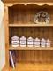 Set Of Six French Vintage Storage Canisters, Red And White Enamel