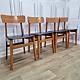 Set X4 Retro Vintage Wooden Danish Vinyl Kitchen Chairs Mid Century Modern