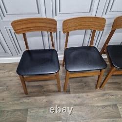 Set x4 Retro Vintage Wooden Danish Vinyl Kitchen Chairs Mid Century Modern