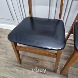 Set x4 Retro Vintage Wooden Danish Vinyl Kitchen Chairs Mid Century Modern