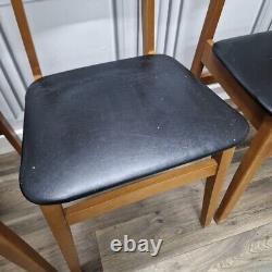 Set x4 Retro Vintage Wooden Danish Vinyl Kitchen Chairs Mid Century Modern