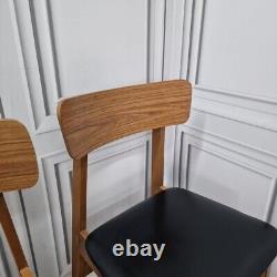 Set x4 Retro Vintage Wooden Danish Vinyl Kitchen Chairs Mid Century Modern