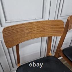 Set x4 Retro Vintage Wooden Danish Vinyl Kitchen Chairs Mid Century Modern