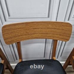 Set x4 Retro Vintage Wooden Danish Vinyl Kitchen Chairs Mid Century Modern