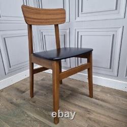 Set x4 Retro Vintage Wooden Danish Vinyl Kitchen Chairs Mid Century Modern