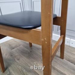 Set x4 Retro Vintage Wooden Danish Vinyl Kitchen Chairs Mid Century Modern