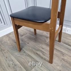 Set x4 Retro Vintage Wooden Danish Vinyl Kitchen Chairs Mid Century Modern