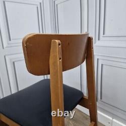 Set x4 Retro Vintage Wooden Danish Vinyl Kitchen Chairs Mid Century Modern