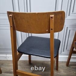 Set x4 Retro Vintage Wooden Danish Vinyl Kitchen Chairs Mid Century Modern