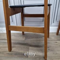 Set x4 Retro Vintage Wooden Danish Vinyl Kitchen Chairs Mid Century Modern