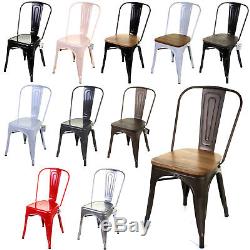 Sets Of 4 Tolix Style Rustic Vintage Metal Chairs Design Kitchen Dining Seating