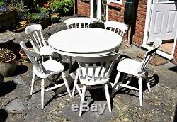 Shabby Chic Country Style Circular Pedestal Kitchen Dining Vintage Table SALE