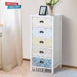 Shabby Chic Tallboy White Vintage Tall Chest Drawers Side Cabinet Furniture Unit