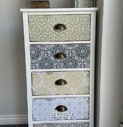 Shabby Chic Tallboy White Vintage Tall Chest Drawers Side Cabinet Furniture Unit