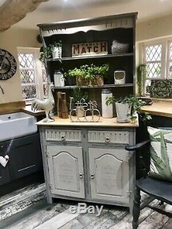 Shabby Chic Vintage Dresser In Annie Sloan French Linen And Country Grey