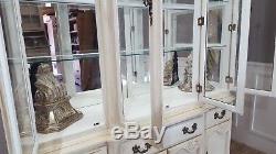 Shabby Chic Vintage Painted Large Dresser Glass Display Cabinet Mirror Back