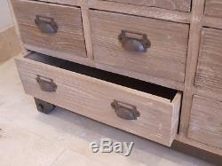 Shabby chic 18 drawer wooden chest of drawers