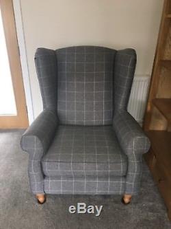 Sherlock Grande Chair in Tweedy Check Mid Grey Next